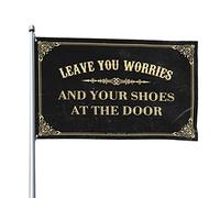Decorazione per la casa da uomo con scritta "Leave You Worries And Your Shoes At The Door Flag for Bedroom Camper Decor" (120 x 180 cm)