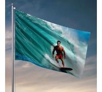 Decorazione per la casa da uomo, un surfista cavalca dentro un'onda. Bandiera alla moda poster bandiere accessori da scrivania per uomo (152 x 244 cm)