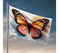 Decorazione per la casa da uomo, una farfalla colorata con ali arancioni, rosa e nere. Accessori per piscina con bandiera, roba da bar per uomo (120 x 180 cm)