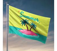 Decorazione per la casa da uomo, una piccola isola con due palme in mezzo all'oceano. Bandiera alla moda poster bandiere accessori da scrivania per uomo (152 x 244 cm)