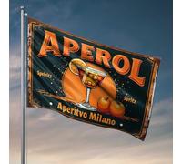 Decorazione per la casa da uomo vintage Aperol Spritz segno: bandiera milanese aperitivo delizia bandiera retrò decorazione per camera da letto (60 x 90 cm)