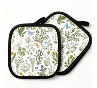 Decorazione per la casa di Ognissanti 1/2 pezzi Presina con stampa botanica floreale e farfalla, Tappetino resistente al calore anti-scottatura, Sottopentola multiuso per cucina, cottura, forno e deco