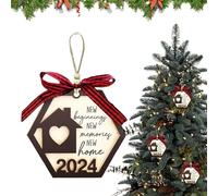 Decorazione per la casa, divertente ornamento per la casa per albero, ciondolo in legno, design di benvenuto, decorazione festiva per donne e uomini, proprietari di casa, inaugurazione della casa