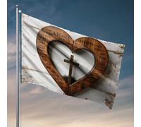 Decorazione per la casa e il bar con croce con cuore: un simbolo di devozione bandiera divertente decorazione per la casa bar (60 x 90 cm)
