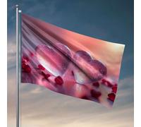 Decorazione per la casa e il bar, due cubetti di ghiaccio a forma di cuore su sfondo rosa, poster per dormitorio universitario per ragazzi, bandiera primaverile da giardino (120 x 180 cm)