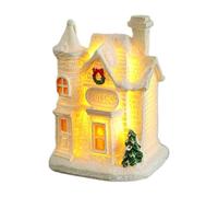 Decorazione per la casa in miniatura di Natale - Statuetta di casa in resina per Natale | Figura di casa bianca a LED per decorazione dell'ufficio di Natale, piccola decorazione della casa di Natale