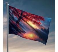 Decorazione per la casa occidentale con scritta "Beer Cave Autumnal Tramonto in riva al lago" per uomo Grotta Western Home Decor (120 x 180 cm)