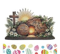 Decorazione per la casa pasquale | He Has Risen religioso in legno | Piccola tavola da scrivania decorazioni per feste, chiesa, palcoscenico, eventi, casa, camera da , soggiorno, ufficio, mensola