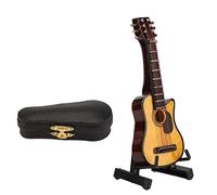 Decorazione per la casa per chitarra in miniatura rossa, decorazione di uffici di lavoro elegante, modello da 8 cm con supporto in biblioteca, studio musicale o scaffale vintage