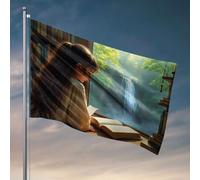 Decorazione per la casa per uomini e ragazze che leggono dalla finestra con vista a cascata. Bandiera piscina accessori bar roba per uomo caverna (30 x 45 cm)