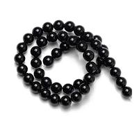 Decorazione per la casa perline di vetro nero lisce rotonde perline sfuse in pietra naturale 4 6 8 10 12 mm fai da te braccialetto collana gioielli - pieno di texture (colore: nero, dimensioni: 8 mm)