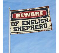 Decorazione per la porta della camera da letto, con scritta "Beware of English Shepherd" (lingua italiana non garantita), bandiera da uomo per ragazzi (120 x 180 cm)