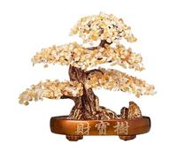 Decorazione per la scrivania, Albero dei soldi Feng Shui, albero della fortuna citrino da interno, di cristallo, bonsai, decorazione ufficio(Beige)