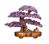 Decorazione per la scrivania, Albero dei soldi Feng Shui, albero della fortuna citrino da interno, di cristallo, bonsai, decorazione ufficio(Purple)