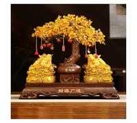 Decorazione per la scrivania, Albero dei soldi Feng Shui, albero di cristallo con rospo portafortuna, in quarzo citrino, decorazione in stile bonsai, della vita in pietra preziosa citrina naturale(L)