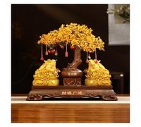 Decorazione per la scrivania, Albero dei soldi Feng Shui, albero di cristallo con rospo portafortuna, in quarzo citrino, decorazione in stile bonsai, della vita in pietra preziosa citrina naturale(S)