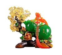 Decorazione per la scrivania, Albero dei soldi Feng Shui, albero di pietre preziose fatto a mano, decorazione zucca cristallo, della vita d'acqua, Bonsai(Green,S)