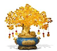 Decorazione per la scrivania, Albero dei soldi Feng Shui, bonsai di cristallo con pietra preziosa citrina naturale, albero della vita, grande del chakra for ricchezza/fortuna e fortuna(M)