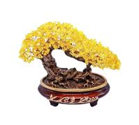 Decorazione per la scrivania, Albero dei soldi Feng Shui di cristallo Bonsai for ricchezza, fortuna e Ornamento for la casa Refrigeratore for vino(Yellow)