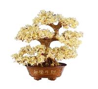 Decorazione per la scrivania, Bonsai di cristallo for l'armonia e la prosperità 'albero dei soldi Feng Shui, for l'ornamento domestico for l'equilibrio(Beige)