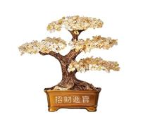 Decorazione per la scrivania, Decorazione 'albero della fortuna bonsai Feng Shui, albero dei soldi di cristallo for interni, trasloco e apertura un negozio ufficio(Beige)