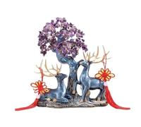 Decorazione per la scrivania, Decorazione 'albero della fortuna in cristallo Feng Shui, con cervo, ornamento for l'ingresso del soggiorno, albero bonsai in(Purple)