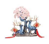 Decorazione per la scrivania, Decorazione 'albero della fortuna in cristallo Feng Shui, con cervo, ornamento for l'ingresso del soggiorno, albero bonsai in(Pink)