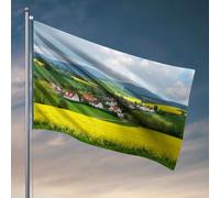 Decorazione per la stanza dei ragazzi adolescente un pittoresco villaggio immerso tra le dolci colline. Bandiera divertente bandiera da giardino decorazione per la casa per uomini (152 x 244 cm)