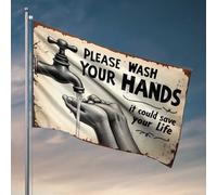 Decorazione per la stanza universitaria per ragazzi che si lavano le mani: bandiera per abitudine salvavita, per camera da letto, ragazze, accessori per bandiera da giardino (60 x 90 cm)