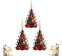 Decorazione per l'albero di Natale Rockin' Around The Guitar, ornamenti musicali in legno per Natale, ornamento a forma di chitarra, regalo per gli appassionati di musica (3pcs)