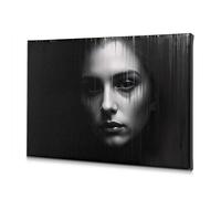Decorazione per libreria, ritratto bianco e nero con illuminazione drammatica, immagine decorativa su tela, decorazione per bagno, decorazioni pasquali (40 x 60 cm)