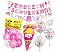 Decorazione per l'inizio della scuola, per l'inizio della scuola, per bambini, decorazione per bambini, unicorno, scuola, regalo per l'inizio della scuola, palloncino in pellicola + striscione di