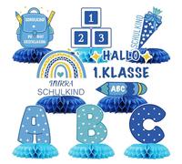 Decorazione per l'inizio della scuola, per ragazzi 2026, 8 pezzi, a nido d'ape, con ABC e arcobaleno bohémien, decorazione da tavolo per l'inizio della scuola, decorazione da tavolo per il primo