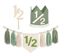 Decorazione per metà compleanno, per bambina, Dokuna seggiolone, 1/2 corona di compleanno, decorazione per torta a metà strada per una festa