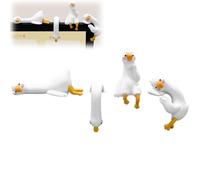 Decorazione per monitor, Lazy Ducks Desk Ornaments, 4 pezzi, mini statuine in resina 3D, Tiny Cute Goose Statues for Office Desk, Car Dashboard, Duck DeskAccessories, Duck Office Monitor & Dashboard