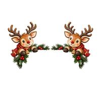 Decorazione per porta, 2 pezzi, simpatica renna angolare, riutilizzabile | Topper per porta decorazioni natalizie per casa, soggiorno, camera da letto, ingresso, ufficio, scuola, interni ed esterni