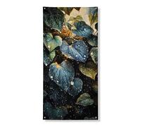 Decorazione per porta a foglia, elegante motivo con piante verdi, decorazione per porta d'ingresso, per interni ed esterni, sfondo da appendere per vacanze stagionali, 91 x 182 cm