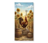 Decorazione per porta a forma di gallo, stile rustico, stile rustico, con girasole, scena della fattoria, decorazione per porta d'ingresso, per interni ed esterni, autunno, raccolto e festival, 91 x