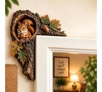 Decorazione per porta a forma di scoiattolo, con animali della foresta | Decorazione realistica per angoli della foresta, fatta a mano, per telaio di porte, finestre, mensole e soggiorno
