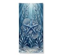 Decorazione per porta a forma di stella marina oceanica, con creature oceaniche, corallo blu, decorazione per porta d'ingresso, per interni ed esterni, estate, spiaggia, sfondo da appendere 91 x 183