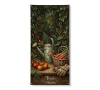 Decorazione per porta a tema giardino, annaffiatoio vintage rustico e design con verdure, decorazione per interni ed esterni, forniture per feste 91 x 182 cm