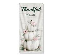 Decorazione per porta autunnale a forma di cuore con scritta "Thankful Heart", design vintage con zucca, decorazione per porta d'ingresso, per interni ed esterni, per autunno e Ringraziamento, 91 x