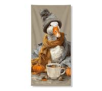 Decorazione per porta autunnale a forma di oca, decorazione per porta d'ingresso, accogliente, zucca, caffè, animale, decorazione per interni ed esterni, da appendere, forniture stagionali, 91 x 183