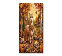 Decorazione per porta autunnale con alpaca e lama, 91 x 182 cm, da appendere alla porta d'ingresso, per interni ed esterni, portico autunnale