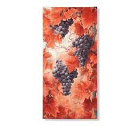 Decorazione per porta autunnale con foglie rosse rustiche e uva viola, decorazione per interni ed esterni, per raccolto autunnale, 91 x 182 cm