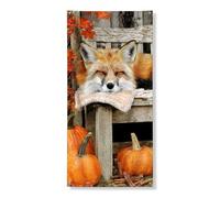 Decorazione per porta autunnale con volpe arancione, accogliente volpe e zucche per la porta d'ingresso, per interni ed esterni, per festival autunnali, 91 x 182 cm