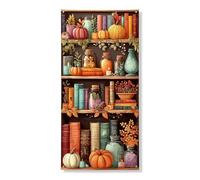 Decorazione per porta autunnale, con zucca vintage e mensola per libri, decorazione autunnale per interni ed esterni, forniture per festival del Ringraziamento stagionale, 91 x 182 cm