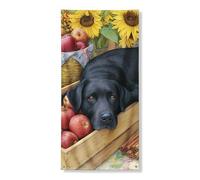 Decorazione per porta autunnale, decorazione rustica per cani, mele e girasoli, decorazione autunnale per interni ed esterni, forniture per celebrazione del Ringraziamento, 91 x 182 cm