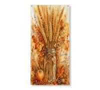 Decorazione per porta autunnale, decorazione rustica, zucca e grano, decorazione per interni ed esterni, ideale per feste e festival, 91 x 182 cm