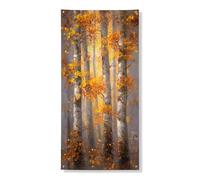 Decorazione per porta autunnale della foresta, decorazione rustica con foglie arancioni e betulla, decorazione per porta d'ingresso, per interni ed esterni, raccolto autunnale, da appendere, forniture